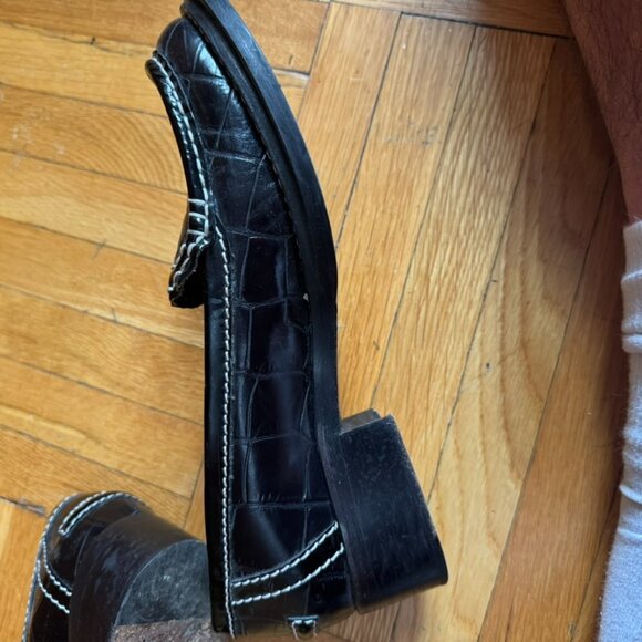 Acne Studios Leather Croc Embossed White Stitched Loafers (size 38) - Picture 11 of 14